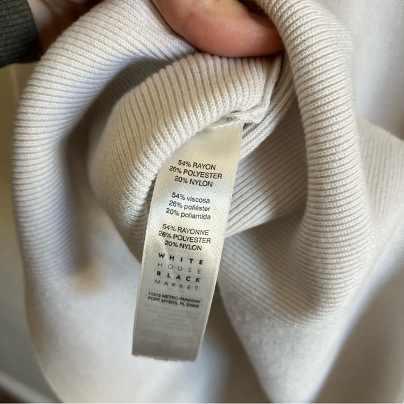 White House Black Market Cream Long Bell Sleeve Knit Top XS - Picture 9 of 10